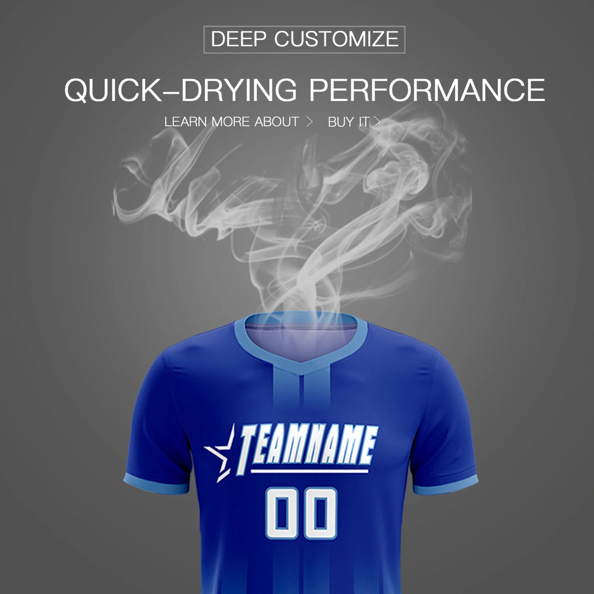 Custom Royal Blue Light Blue Vertical Training Uniform Soccer Sets Jersey
