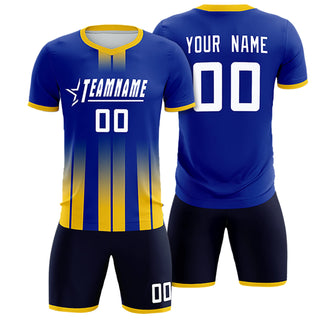 Custom Royal Blue Gold01 Vertical Training Uniform Soccer Sets Jersey - Style 1