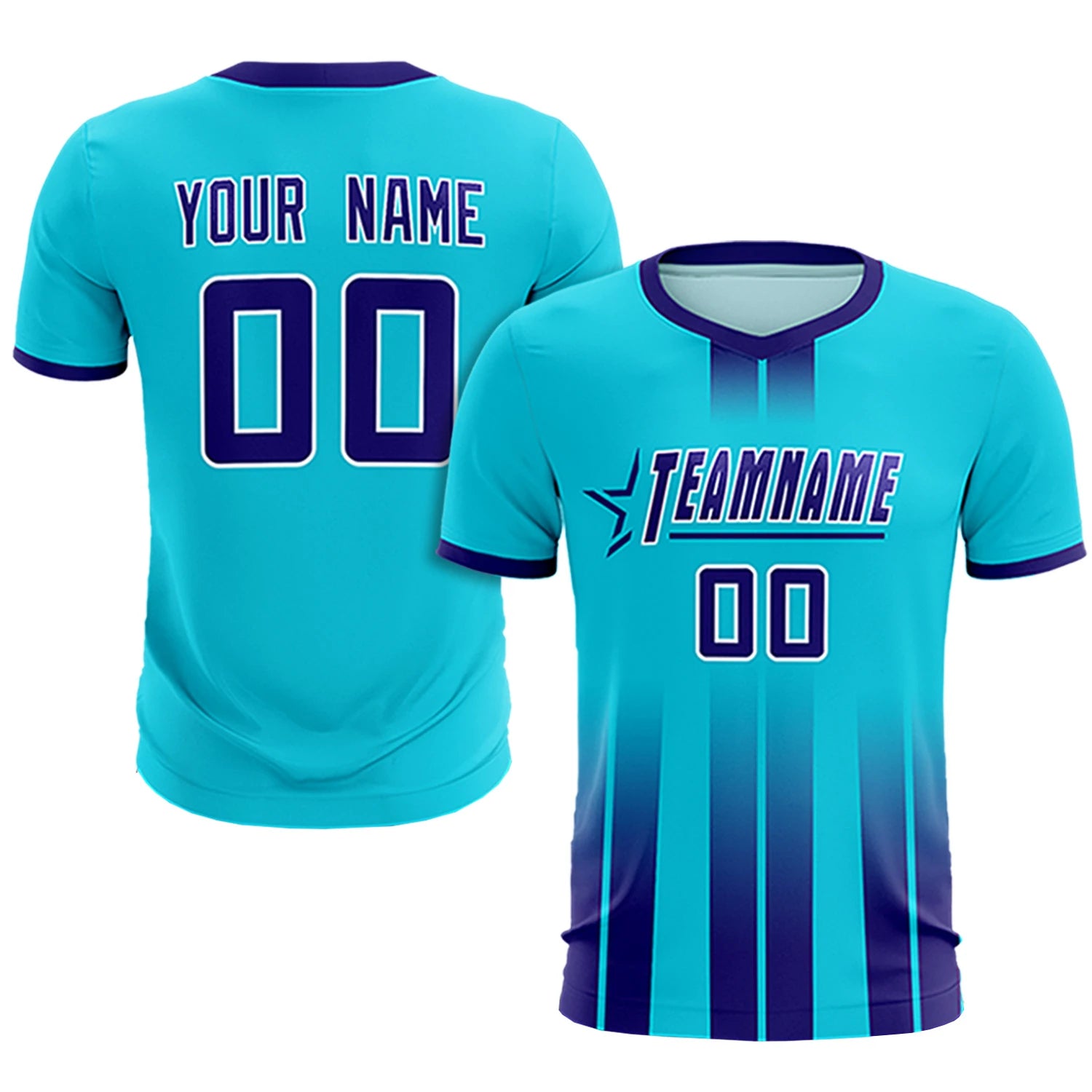 Custom Sky Blue Purple Vertical Training Uniform Soccer Sets Jersey