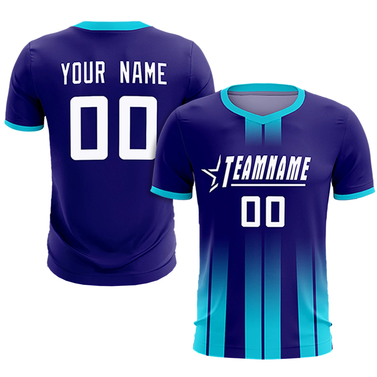 Custom Purple Sky Blue Vertical Training Uniform Soccer Sets Jersey