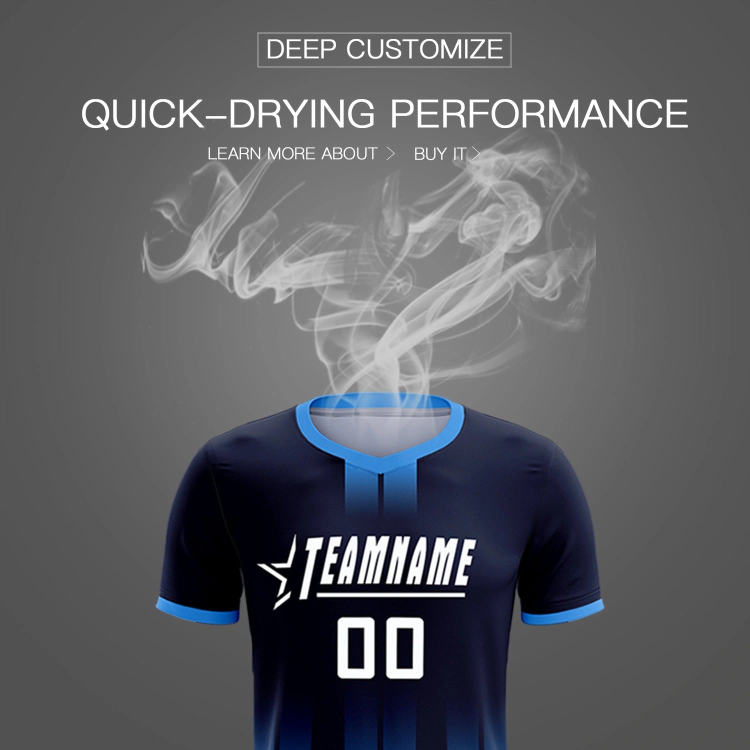 Custom Navy Powder Blue Vertical Training Uniform Soccer Sets Jersey