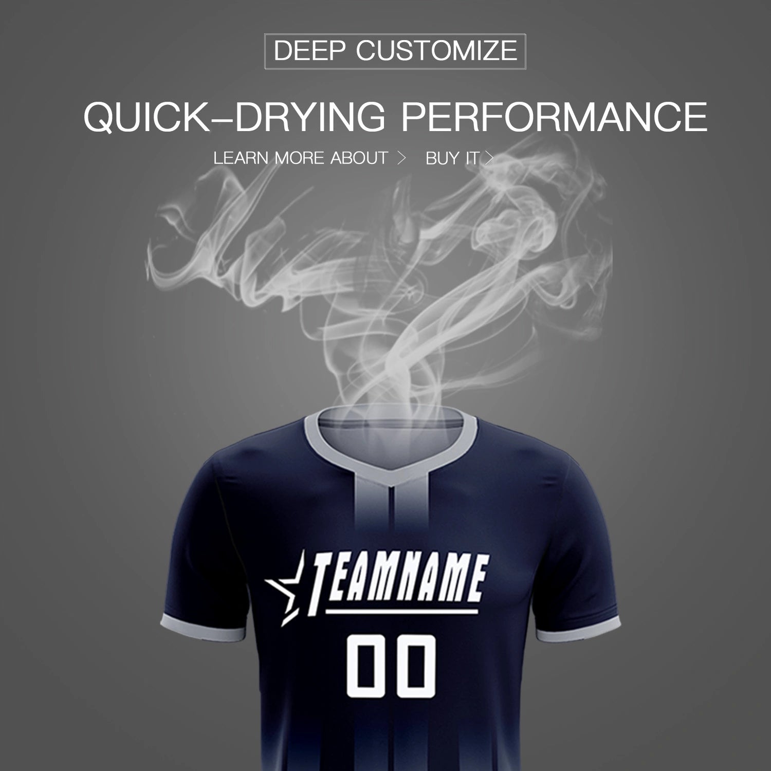 Custom Navy Gray Vertical Training Uniform Soccer Sets Jersey