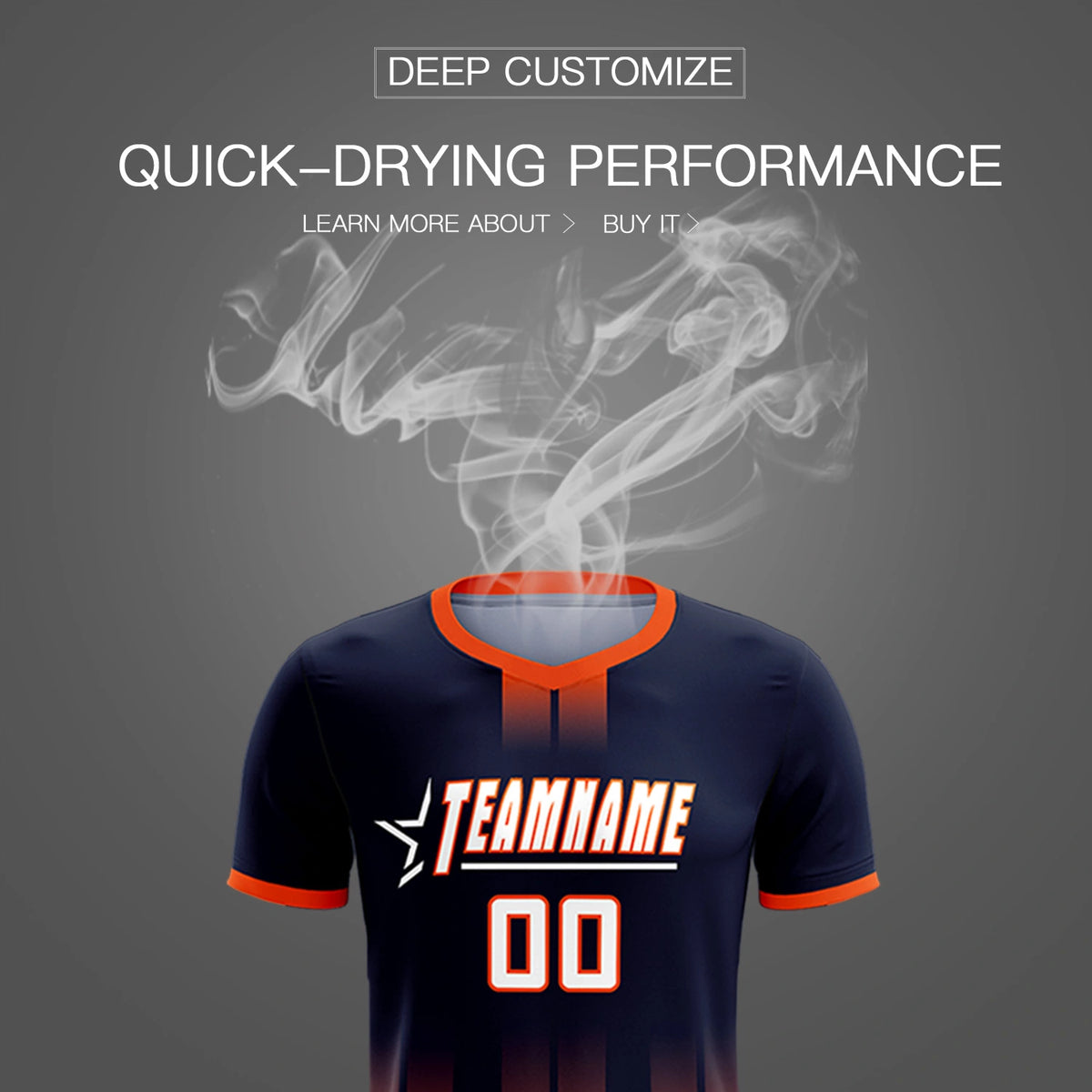 Custom Navy Orange Vertical Training Uniform Soccer Sets Jersey
