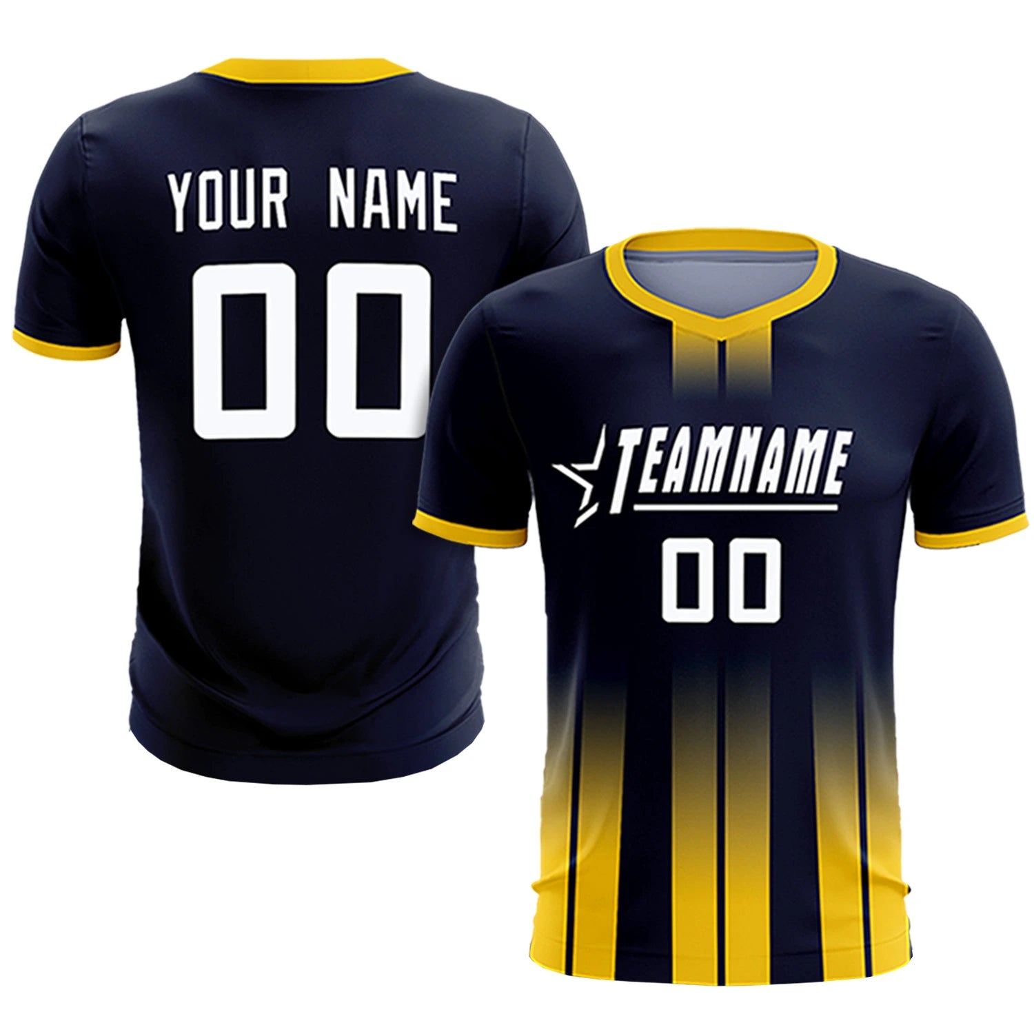 Custom Navy Gold01 Vertical Training Uniform Soccer Sets Jersey