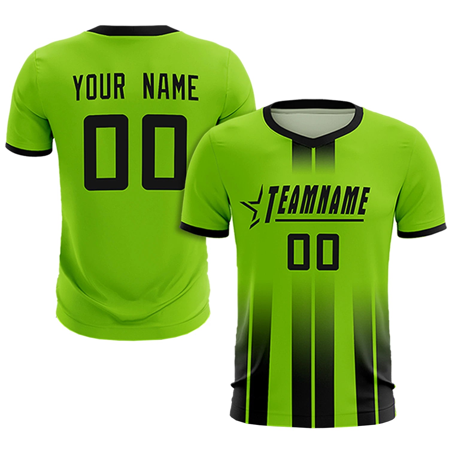 Custom Neon Green Black Vertical Training Uniform Soccer Sets Jersey