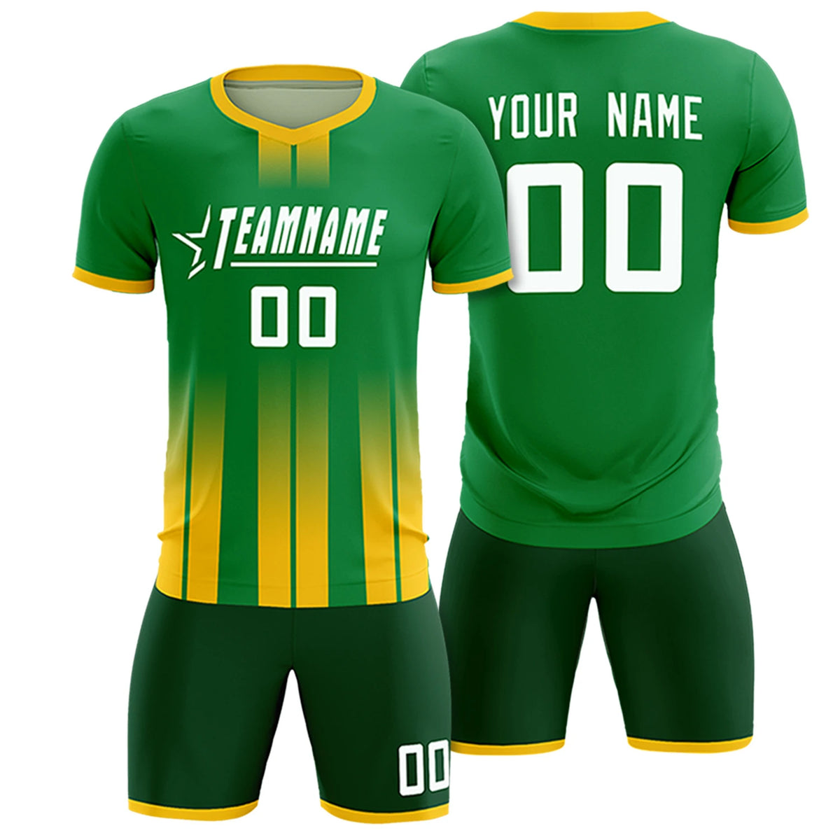 Custom Kelly Green Gold01 Vertical Training Uniform Soccer Sets Jersey