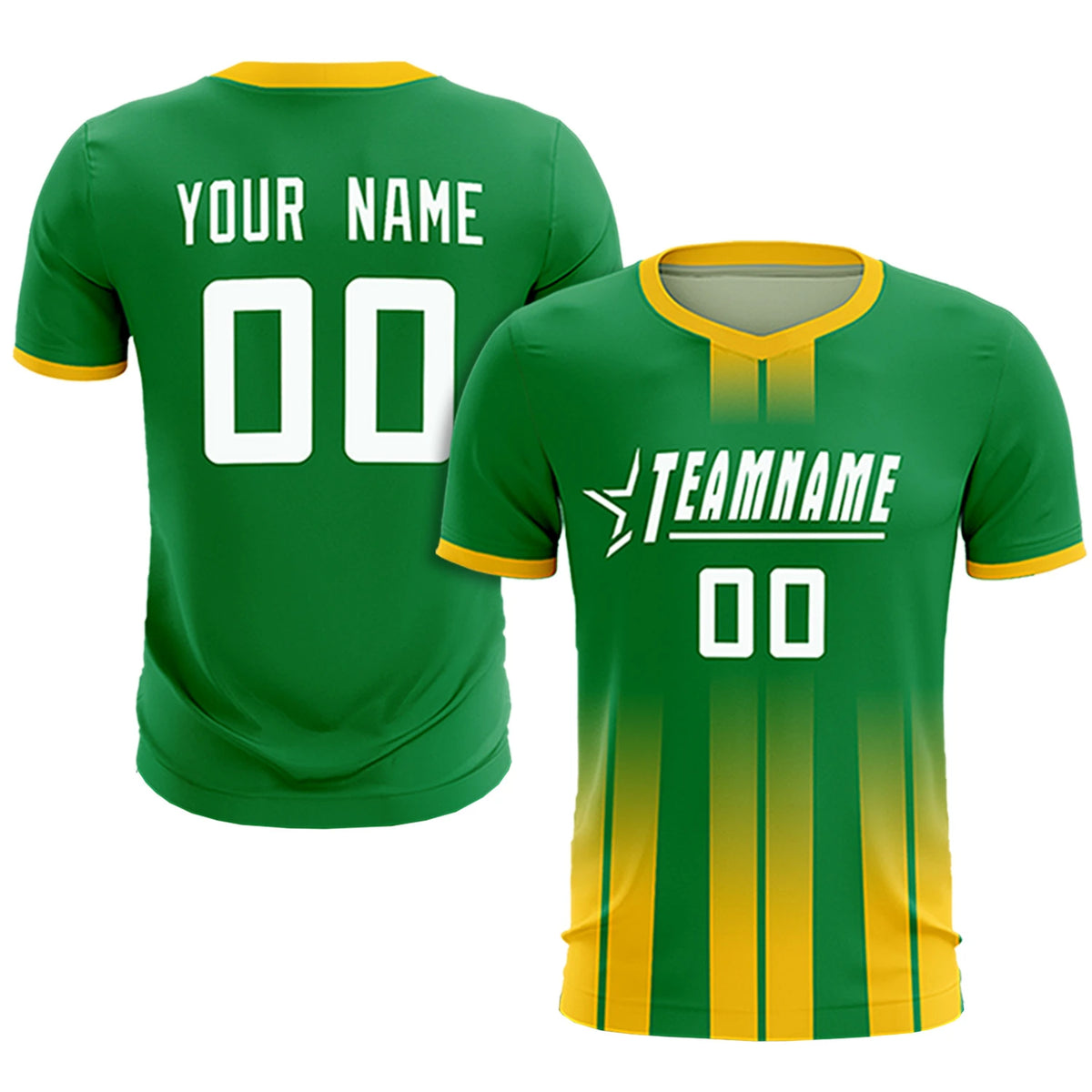Custom Kelly Green Gold01 Vertical Training Uniform Soccer Sets Jersey