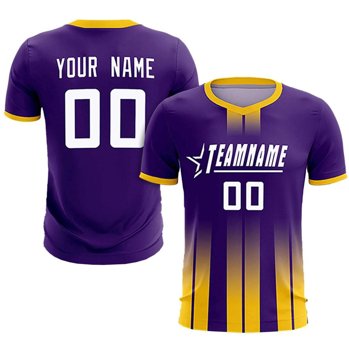 Custom Purple Gold01 Vertical Training Uniform Soccer Sets Jersey