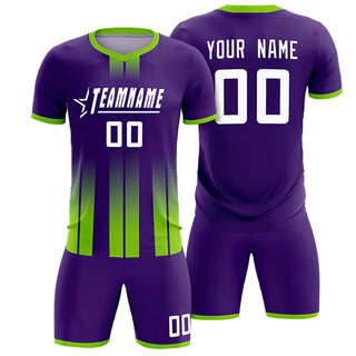 Custom Purple Neon Green Vertical Training Uniform Soccer Sets Jersey - Style 1