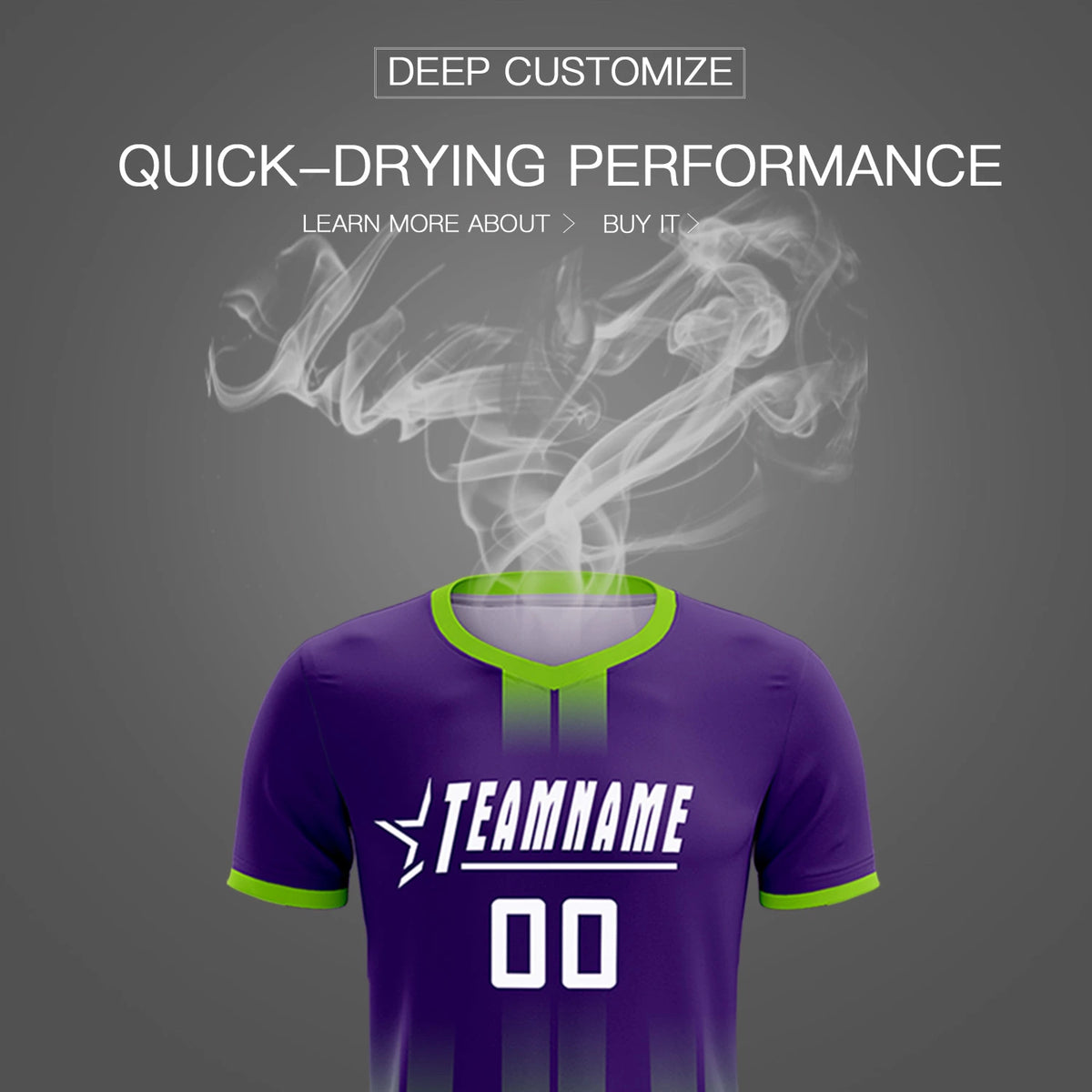 Custom Purple Neon Green Vertical Training Uniform Soccer Sets Jersey