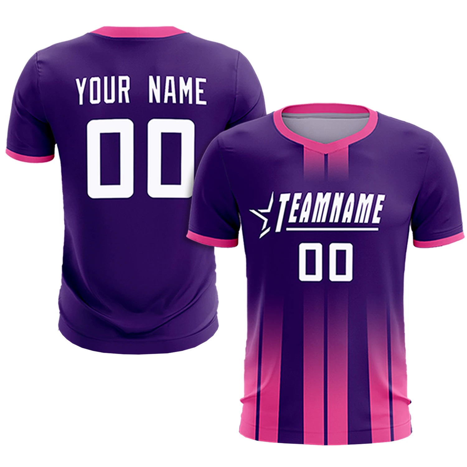 Custom Purple Pink Vertical Training Uniform Soccer Sets Jersey