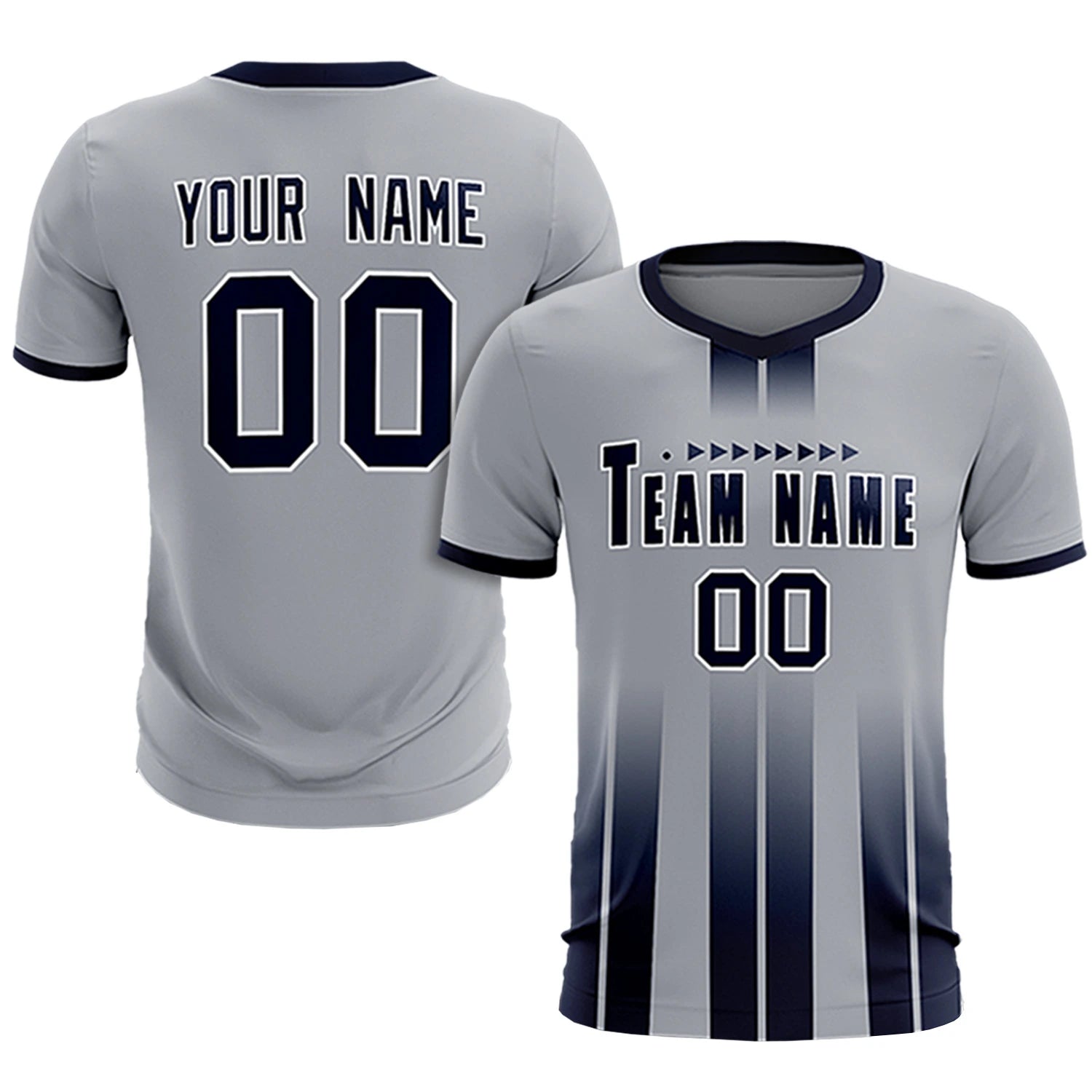 Custom Gray Navy Vertical Training Uniform Soccer Sets Jersey