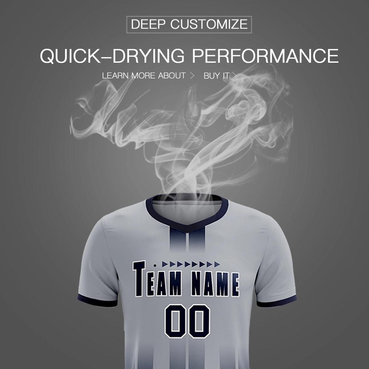 Custom Gray Navy Vertical Training Uniform Soccer Sets Jersey