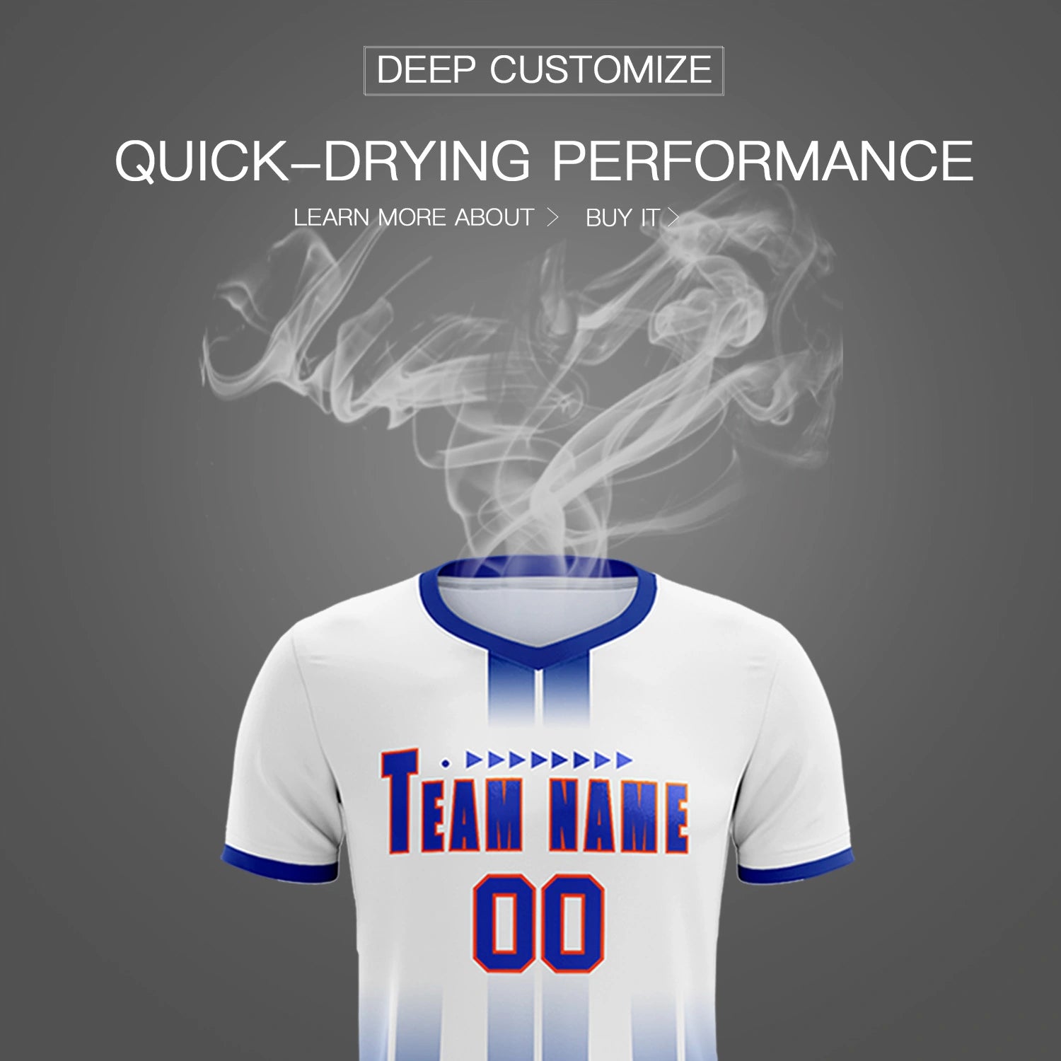 Custom White Royal Blue Vertical Training Uniform Soccer Sets Jersey