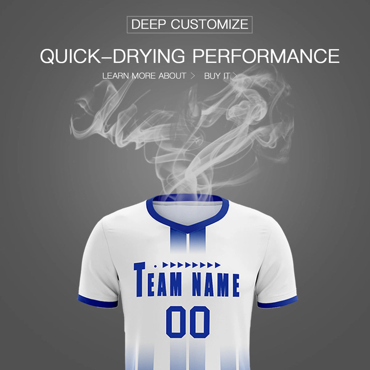 Custom White Royal Blue Vertical Training Uniform Soccer Sets Jersey