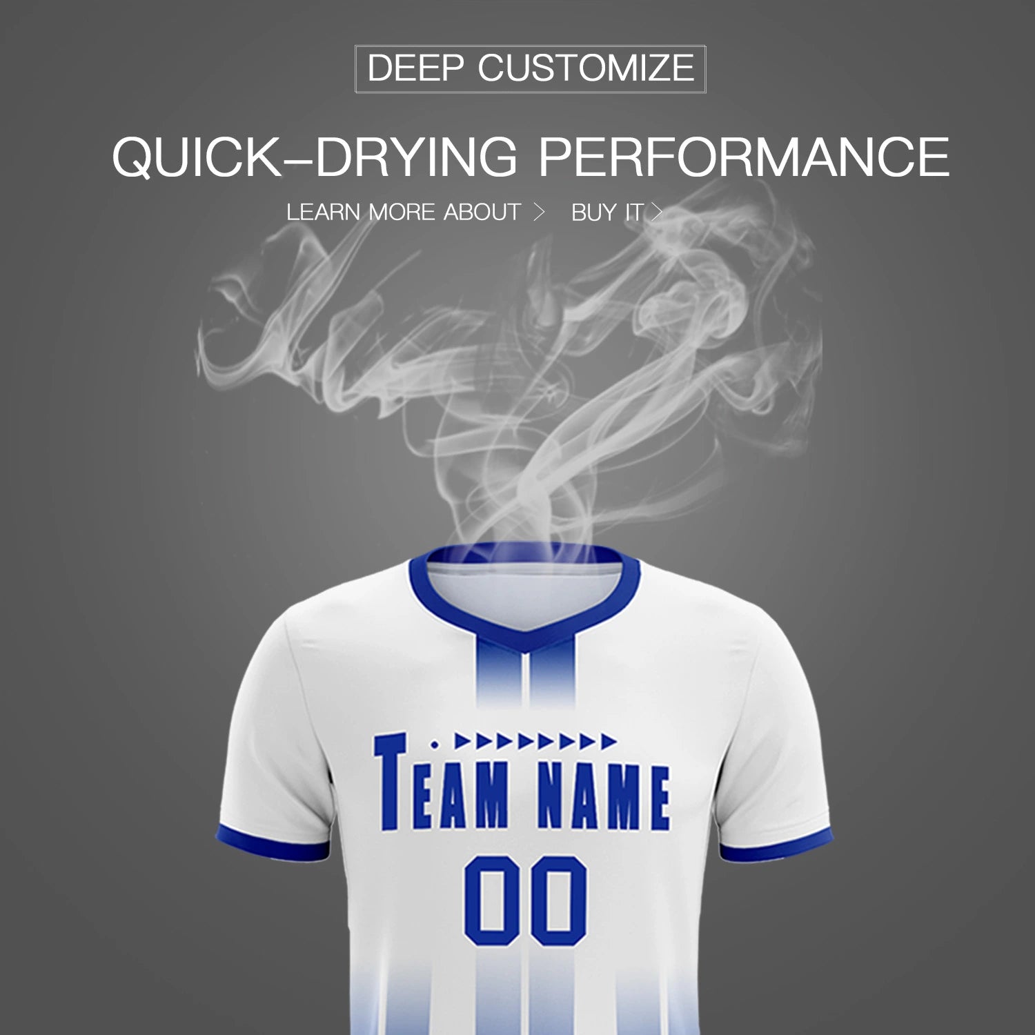 Custom White Royal Blue Vertical Training Uniform Soccer Sets Jersey