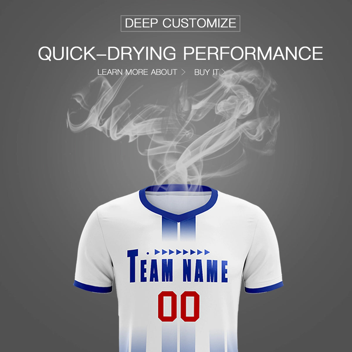 Custom White Royal Blue Vertical Training Uniform Soccer Sets Jersey