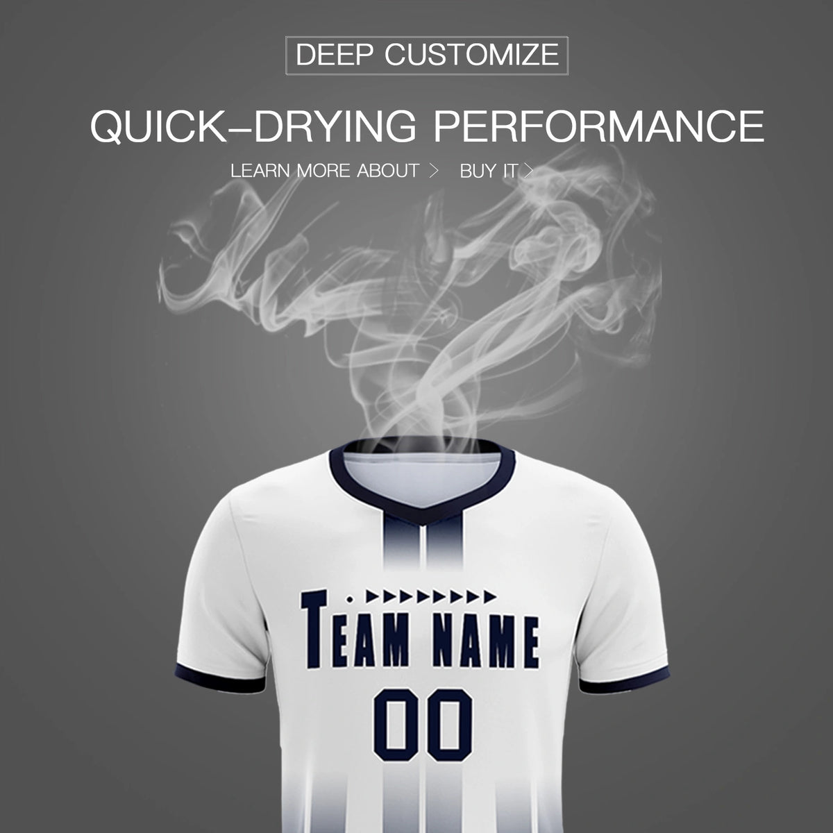 Custom White Navy Vertical Training Uniform Soccer Sets Jersey