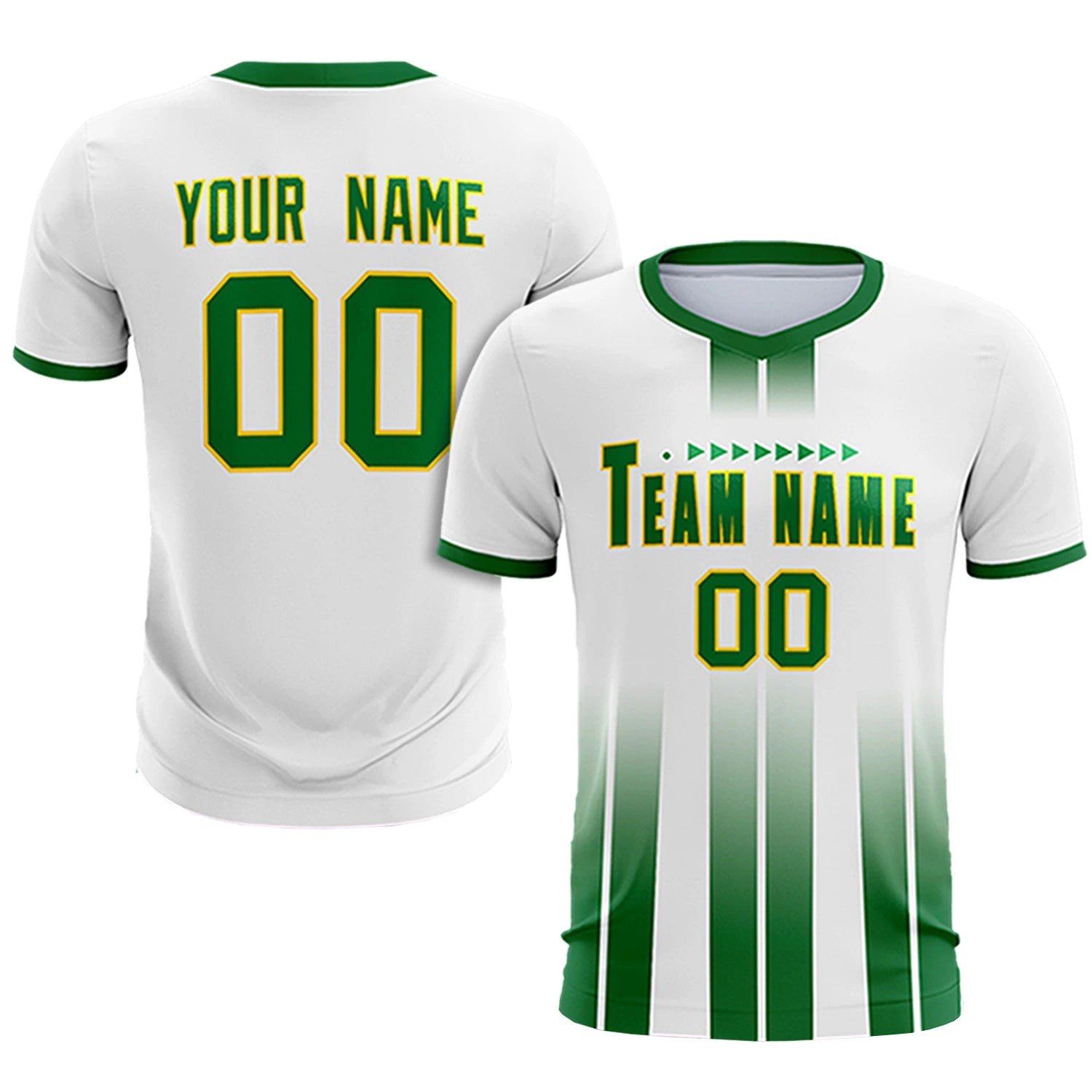 Custom White Kelly Green Vertical Training Uniform Soccer Sets Jersey