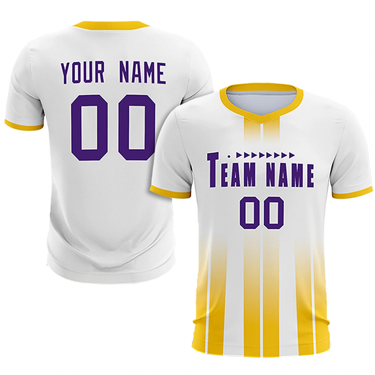 Custom White Gold01 Vertical Training Uniform Soccer Sets Jersey