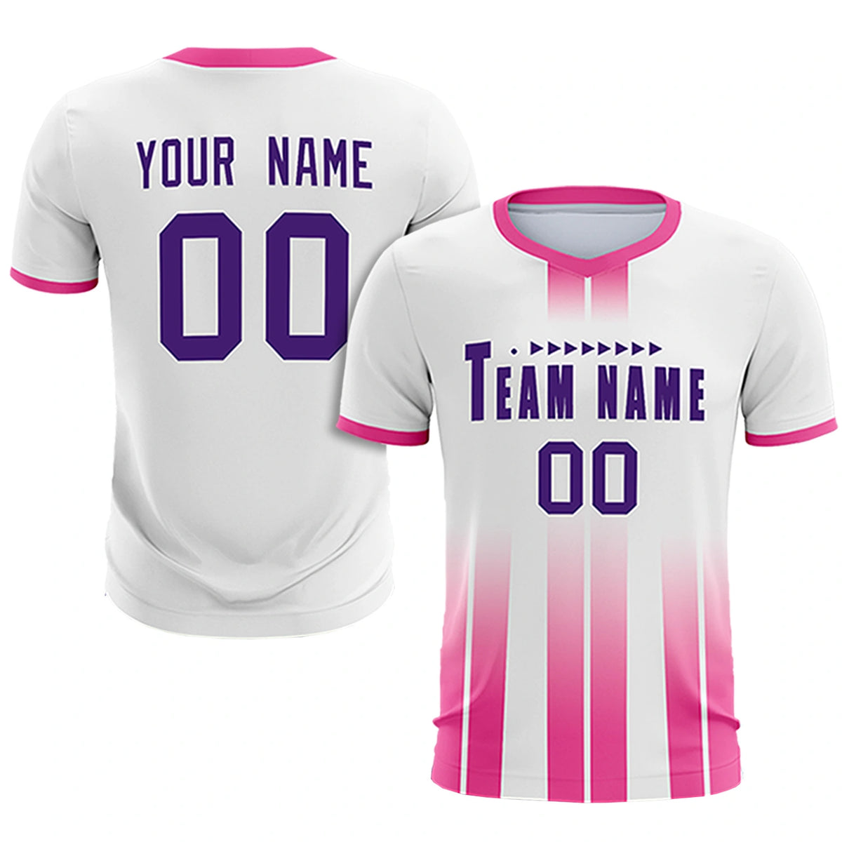 Custom White Pink Vertical Training Uniform Soccer Sets Jersey