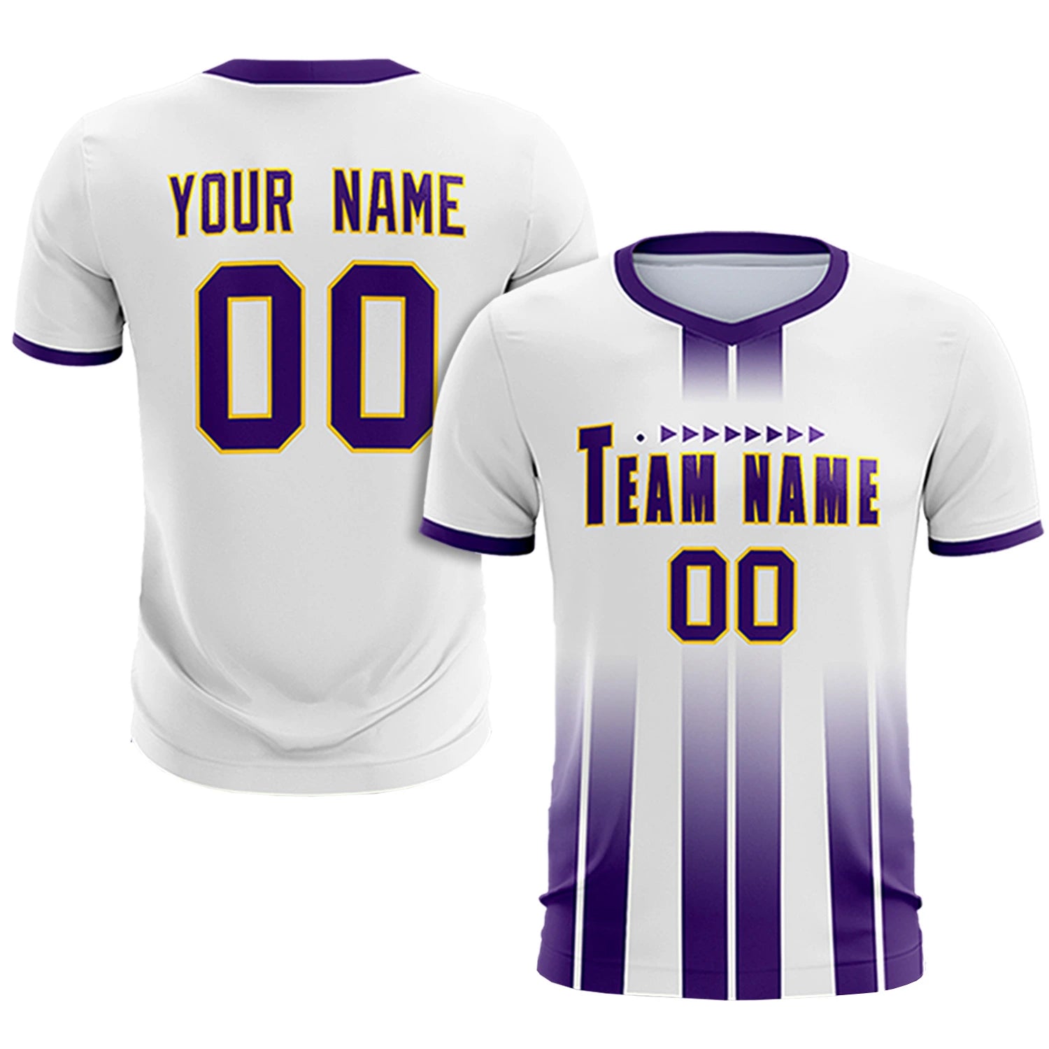 Custom White Purple Vertical Training Uniform Soccer Sets Jersey