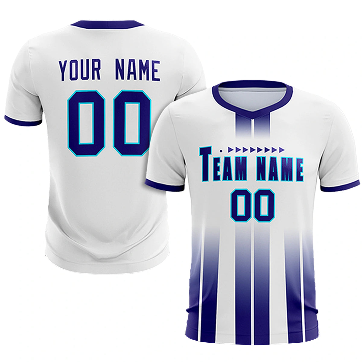 Custom White Purple Vertical Training Uniform Soccer Sets Jersey