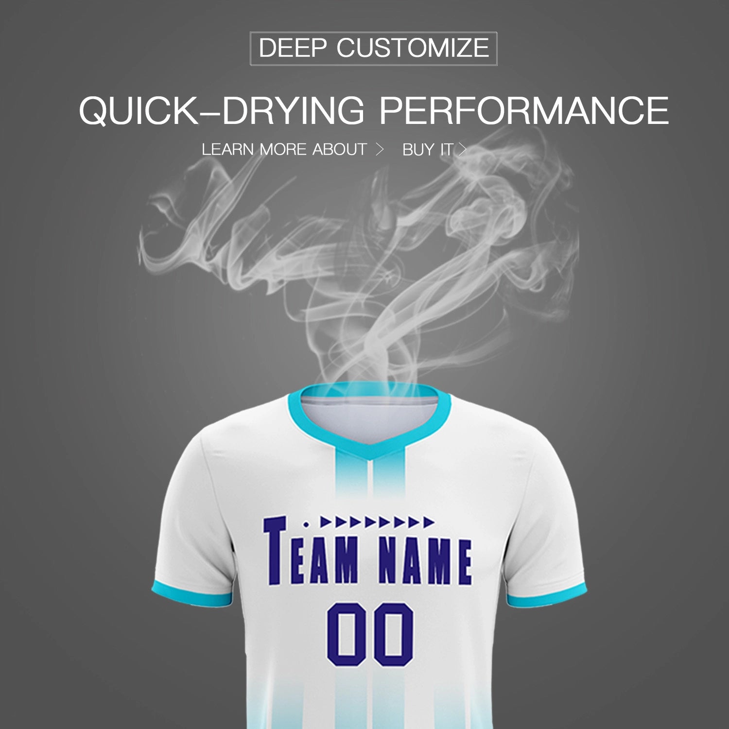 Custom White Sky Blue Vertical Training Uniform Soccer Sets Jersey