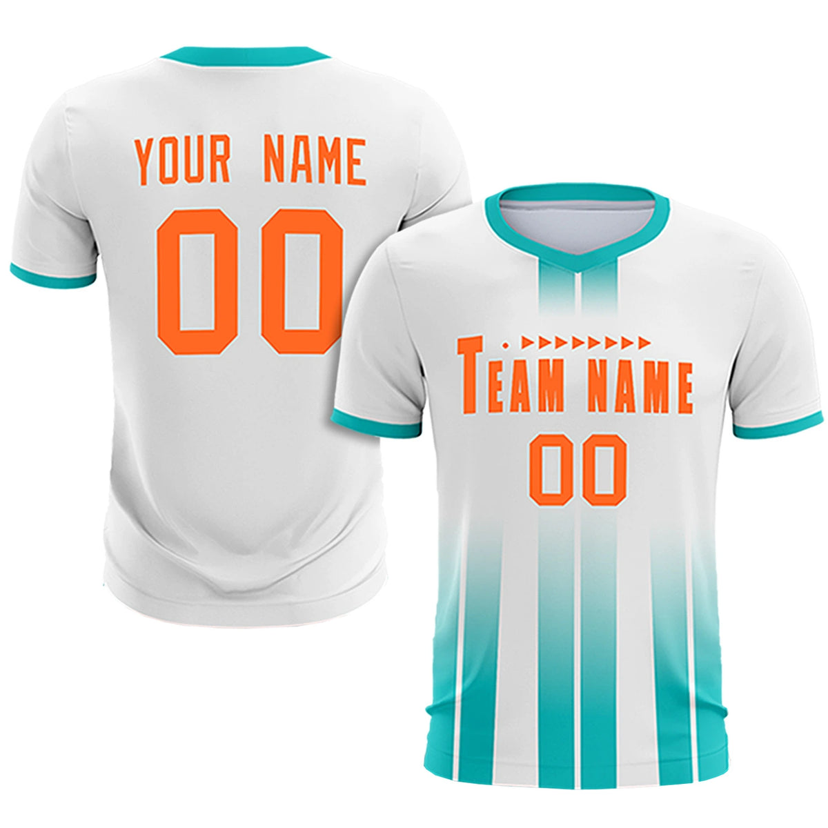 Custom White Bright Blue Vertical Training Uniform Soccer Sets Jersey