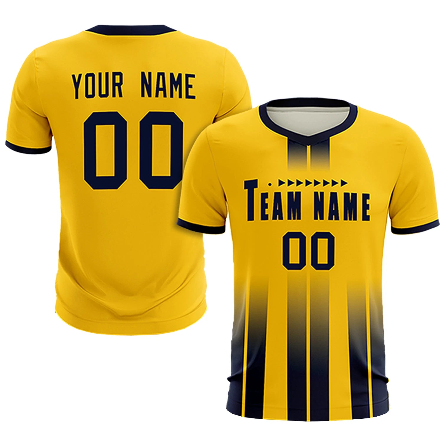 Custom Gold01 Navy Vertical Training Uniform Soccer Sets Jersey