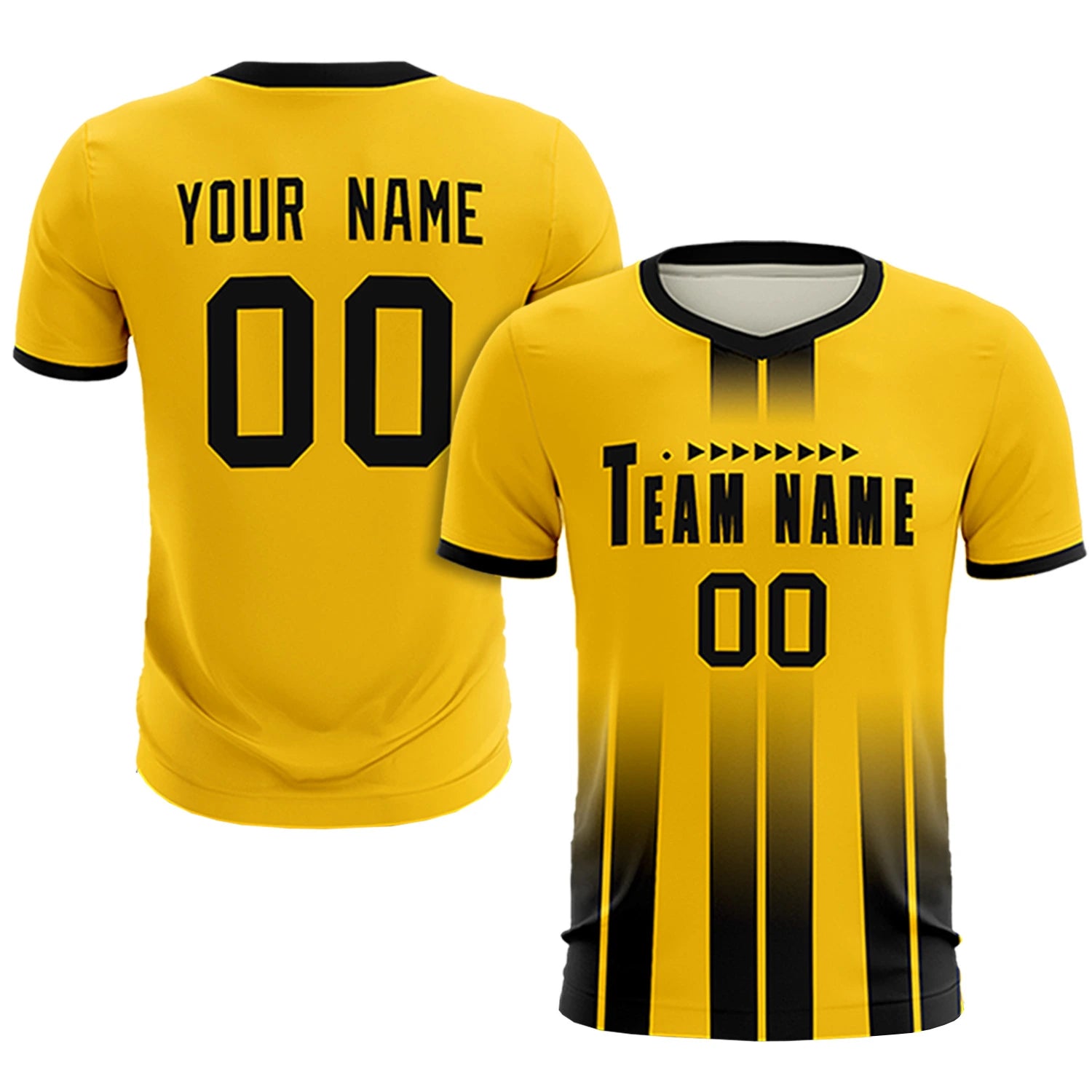 Custom Gold01 Black Vertical Training Uniform Soccer Sets Jersey