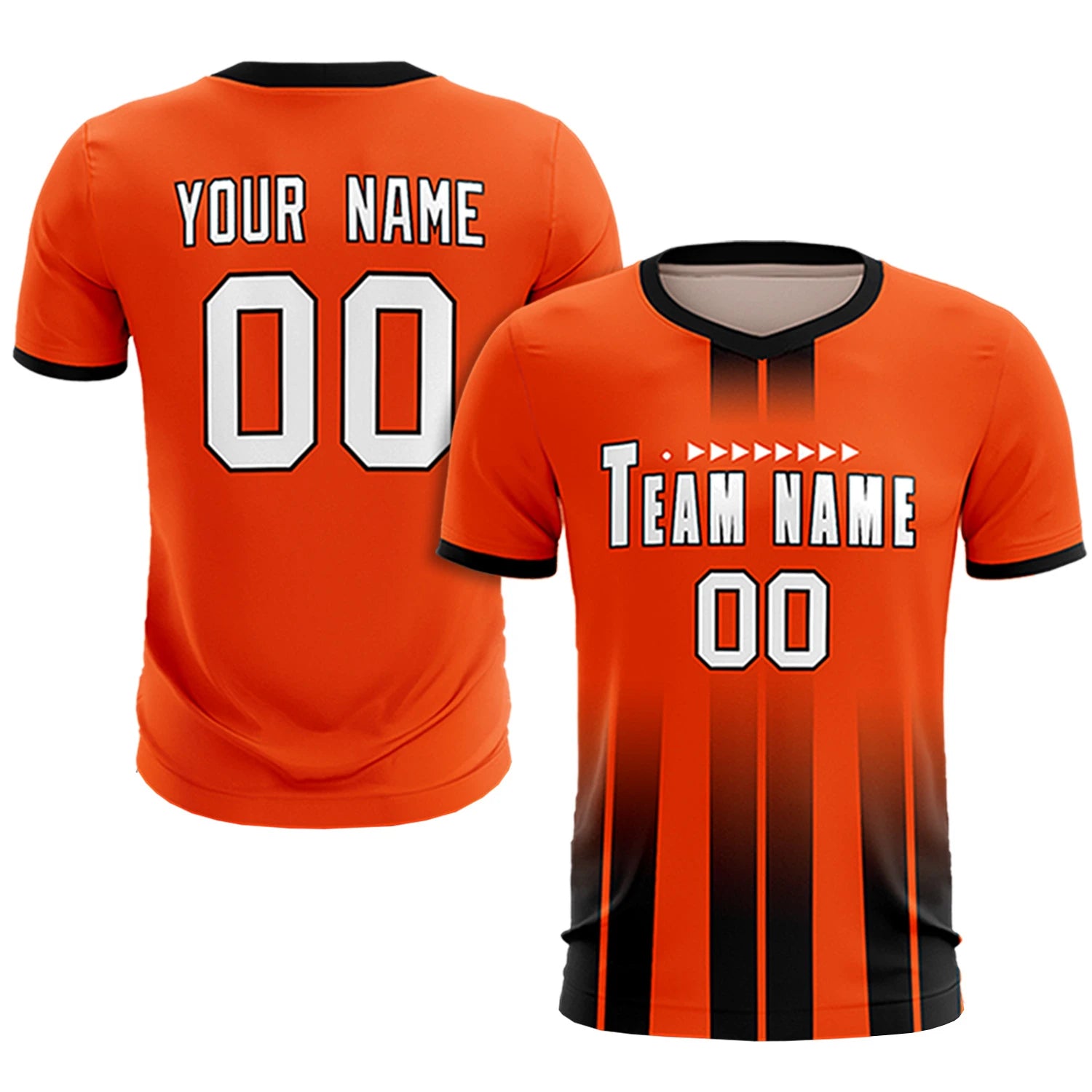 Custom Orange Black Vertical Training Uniform Soccer Sets Jersey