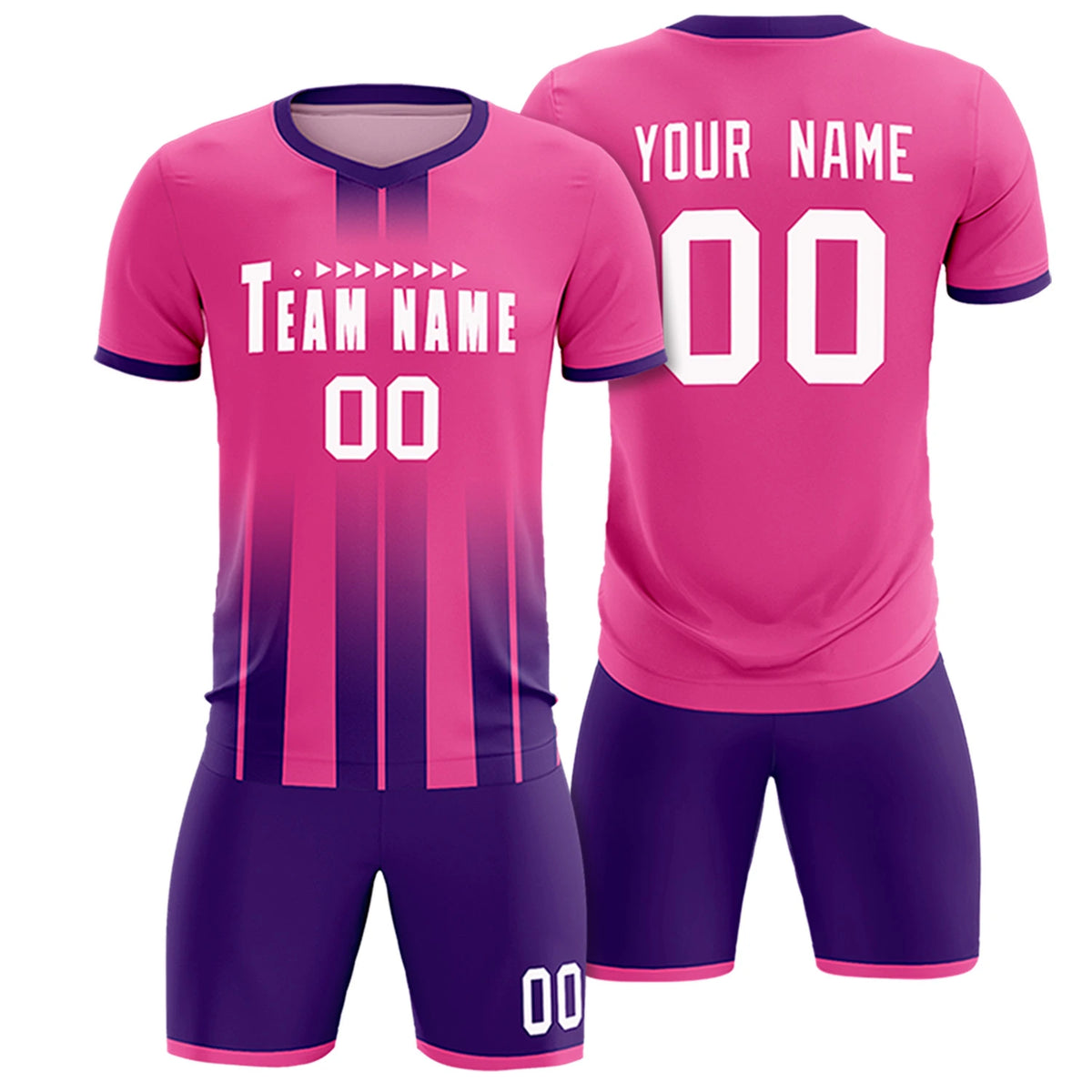 Custom Pink Purple Vertical Training Uniform Soccer Sets Jersey