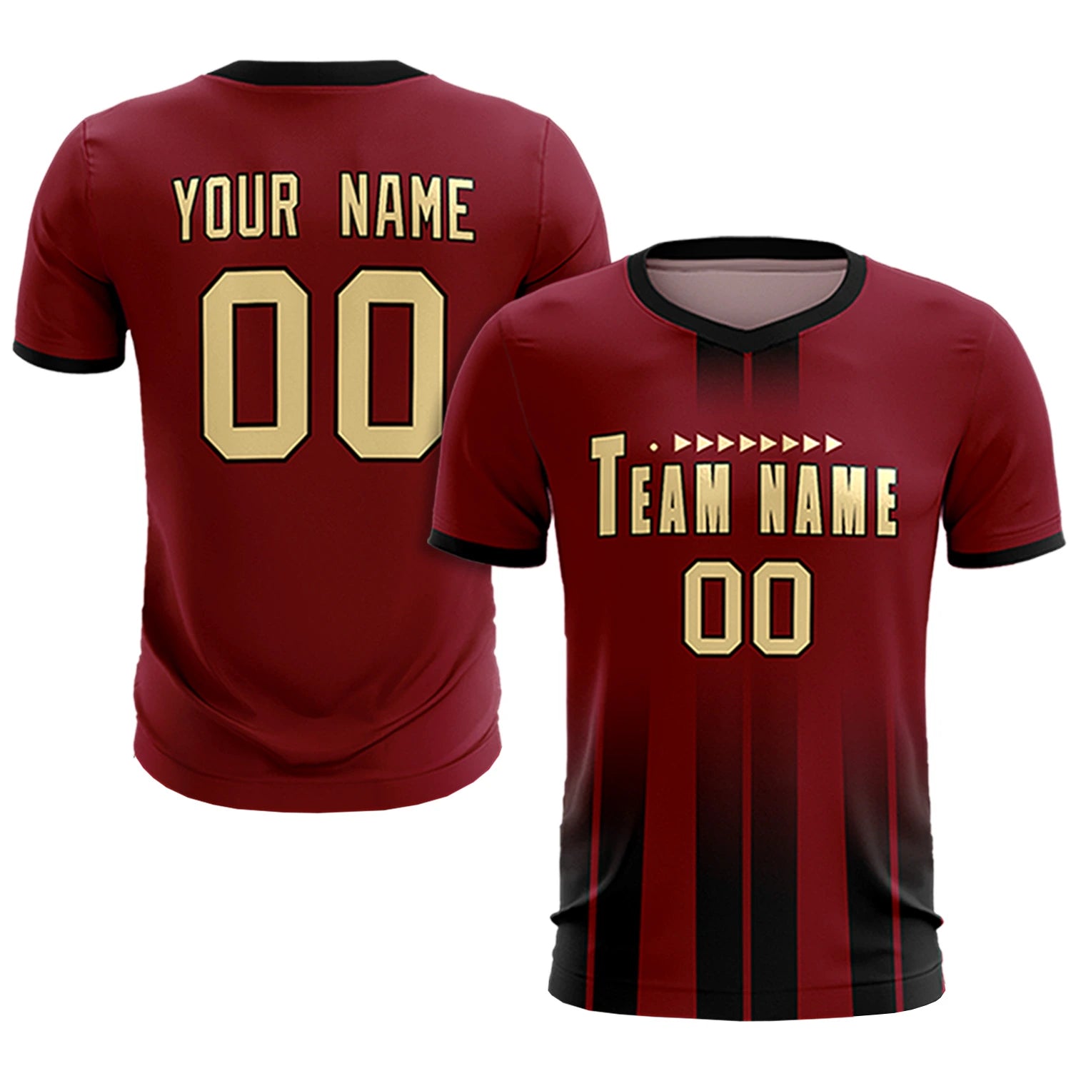 Custom Crimson Black Vertical Training Uniform Soccer Sets Jersey