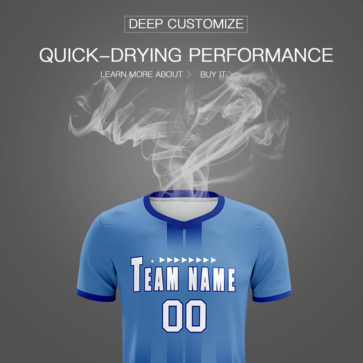 Custom Light Blue Royal Blue Vertical Training Uniform Soccer Sets Jersey