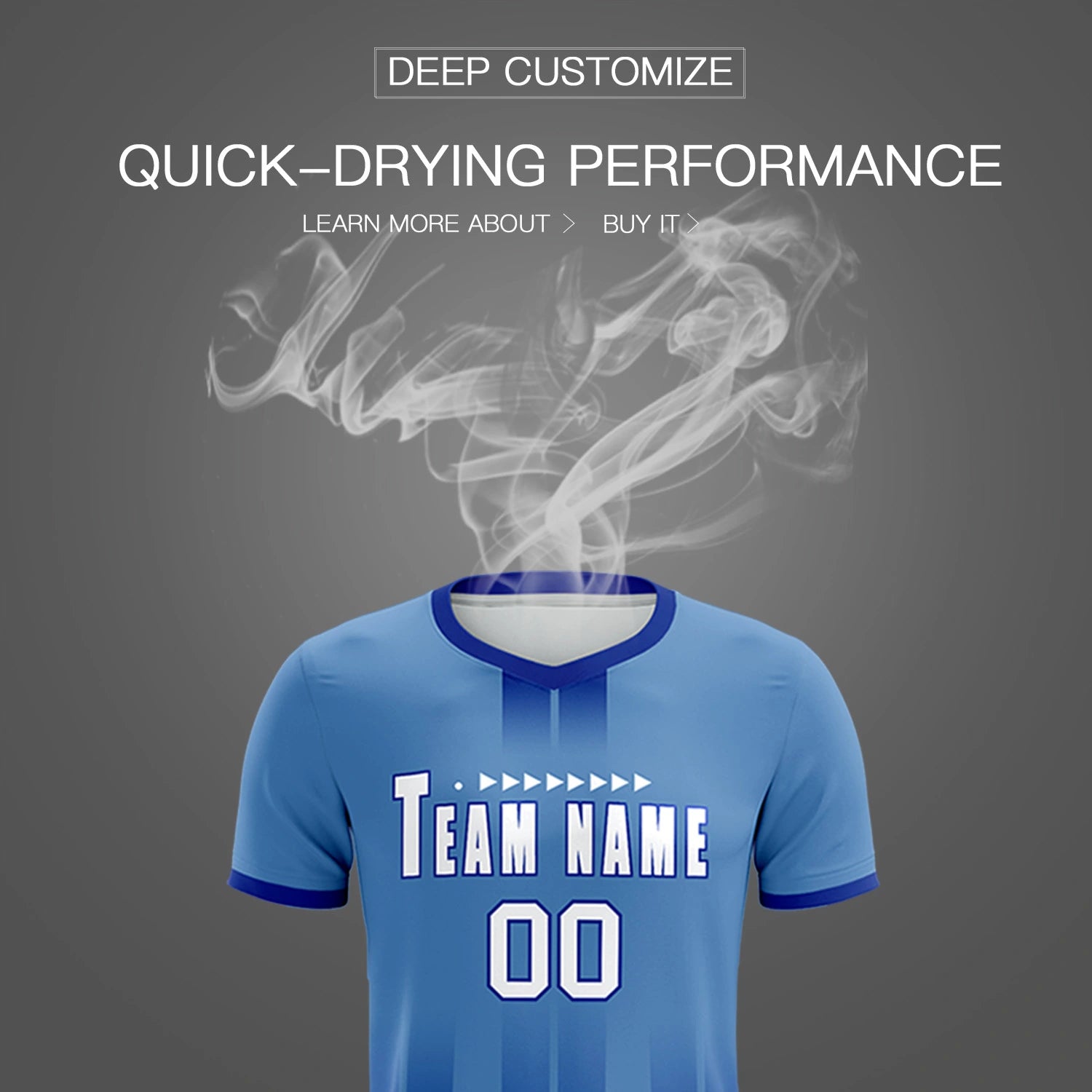 Custom Light Blue Royal Blue Vertical Training Uniform Soccer Sets Jersey