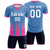 Custom Light Blue Pink Vertical Training Uniform Soccer Sets Jersey