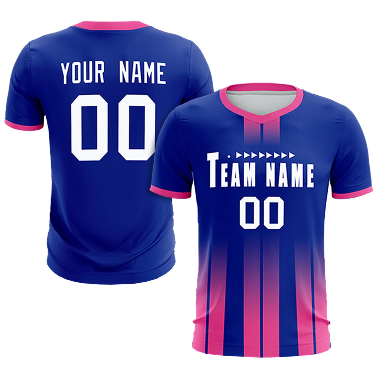Custom Royal Blue Pink Vertical Training Uniform Soccer Sets Jersey