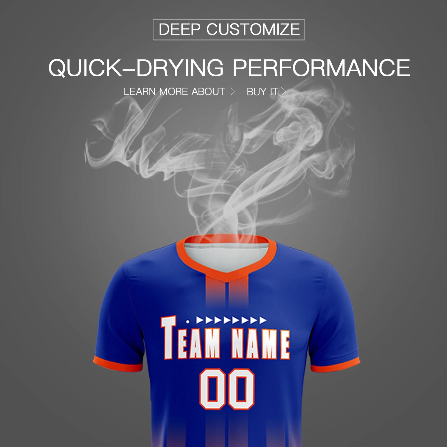 Custom Royal Blue Orange Vertical Training Uniform Soccer Sets Jersey