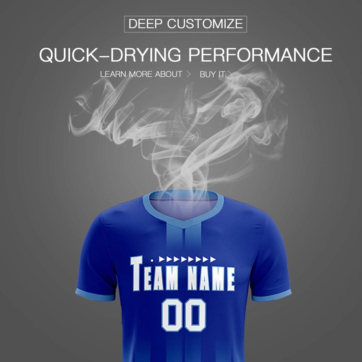 Custom Royal Blue Light Blue Vertical Training Uniform Soccer Sets Jersey
