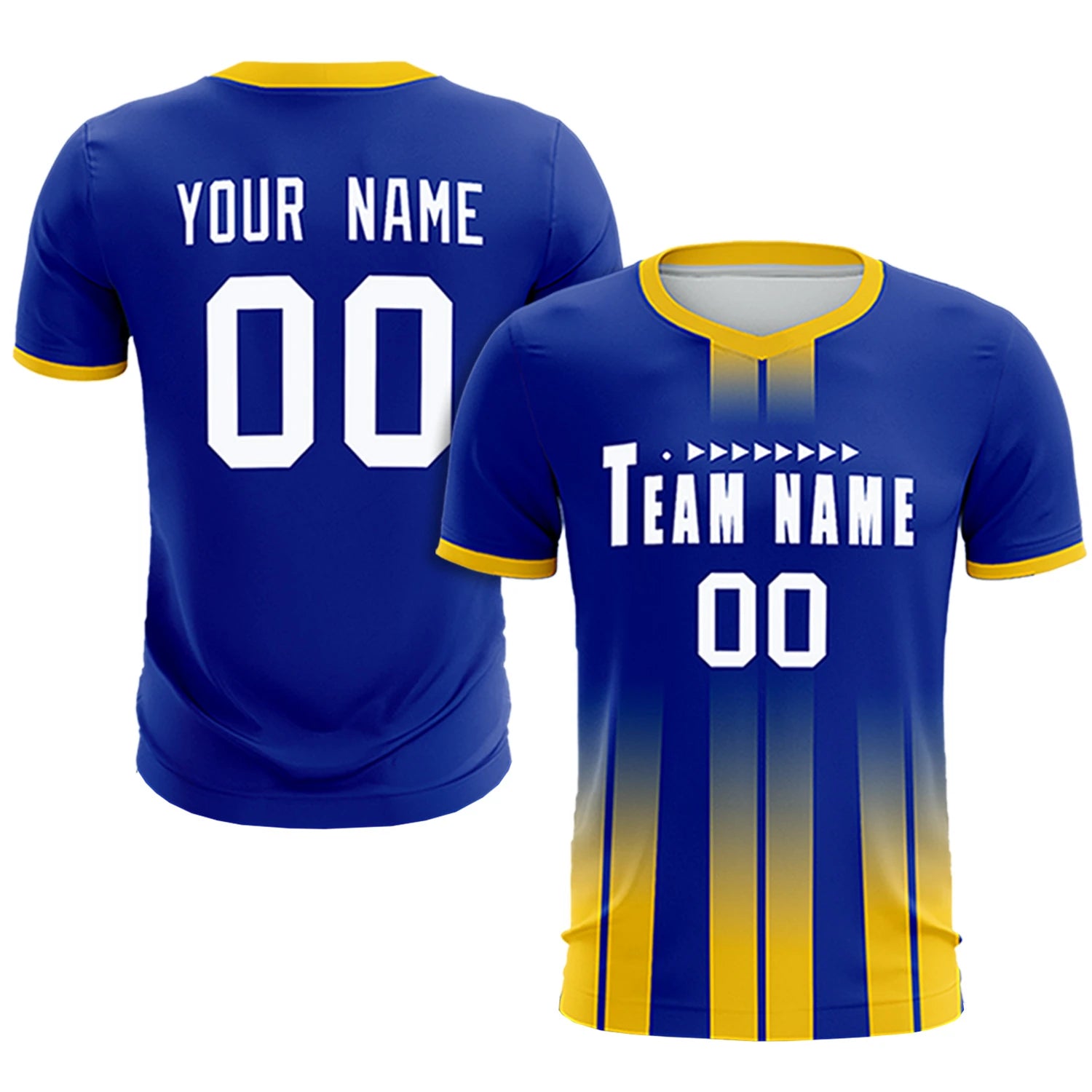 Custom Royal Blue Gold01 Vertical Training Uniform Soccer Sets Jersey