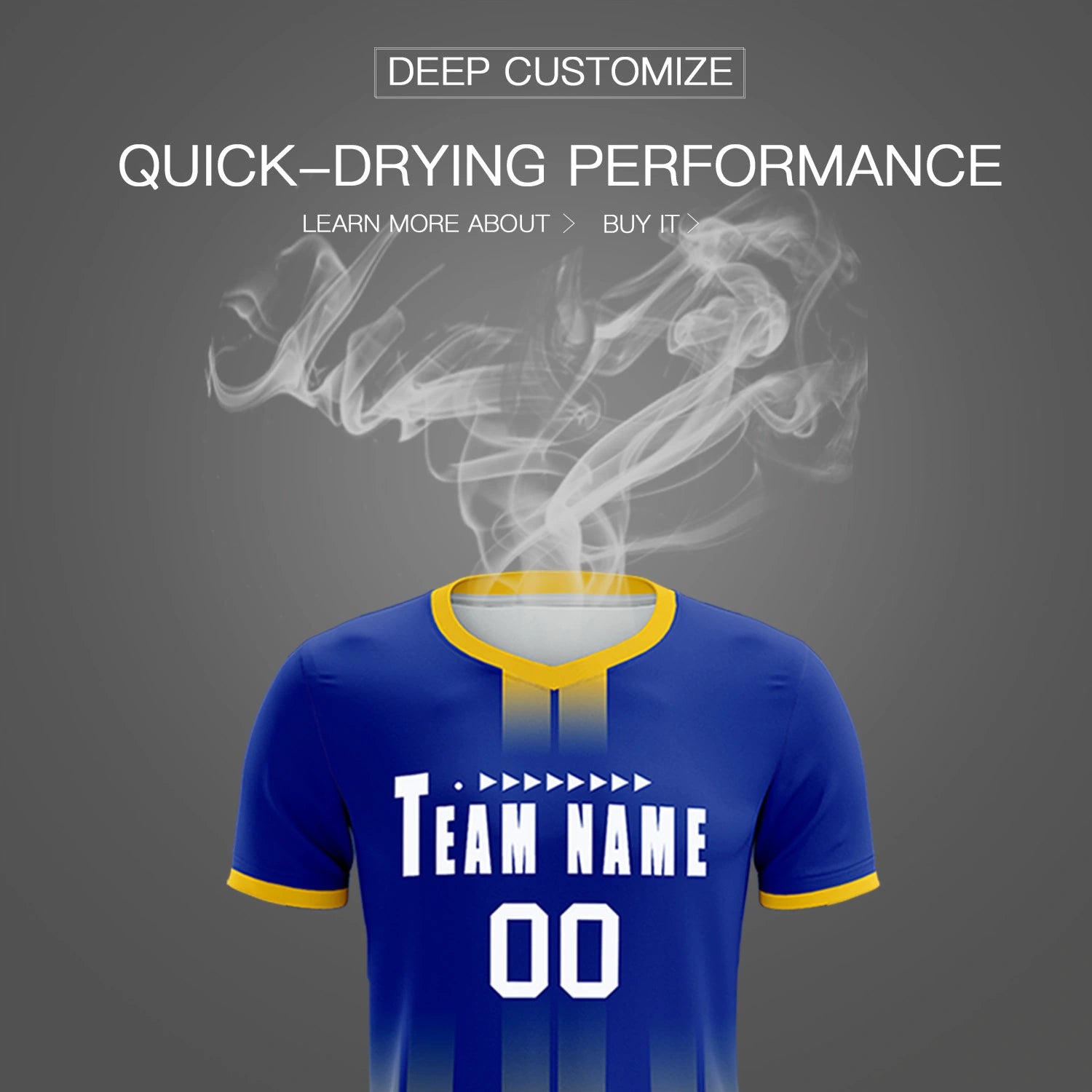 Custom Royal Blue Gold01 Vertical Training Uniform Soccer Sets Jersey