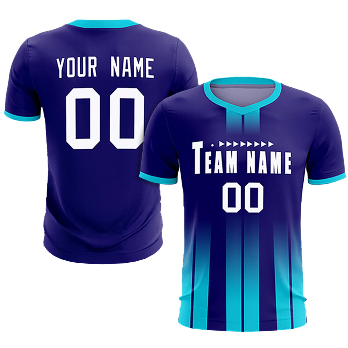 Custom Purple Sky Blue Vertical Training Uniform Soccer Sets Jersey