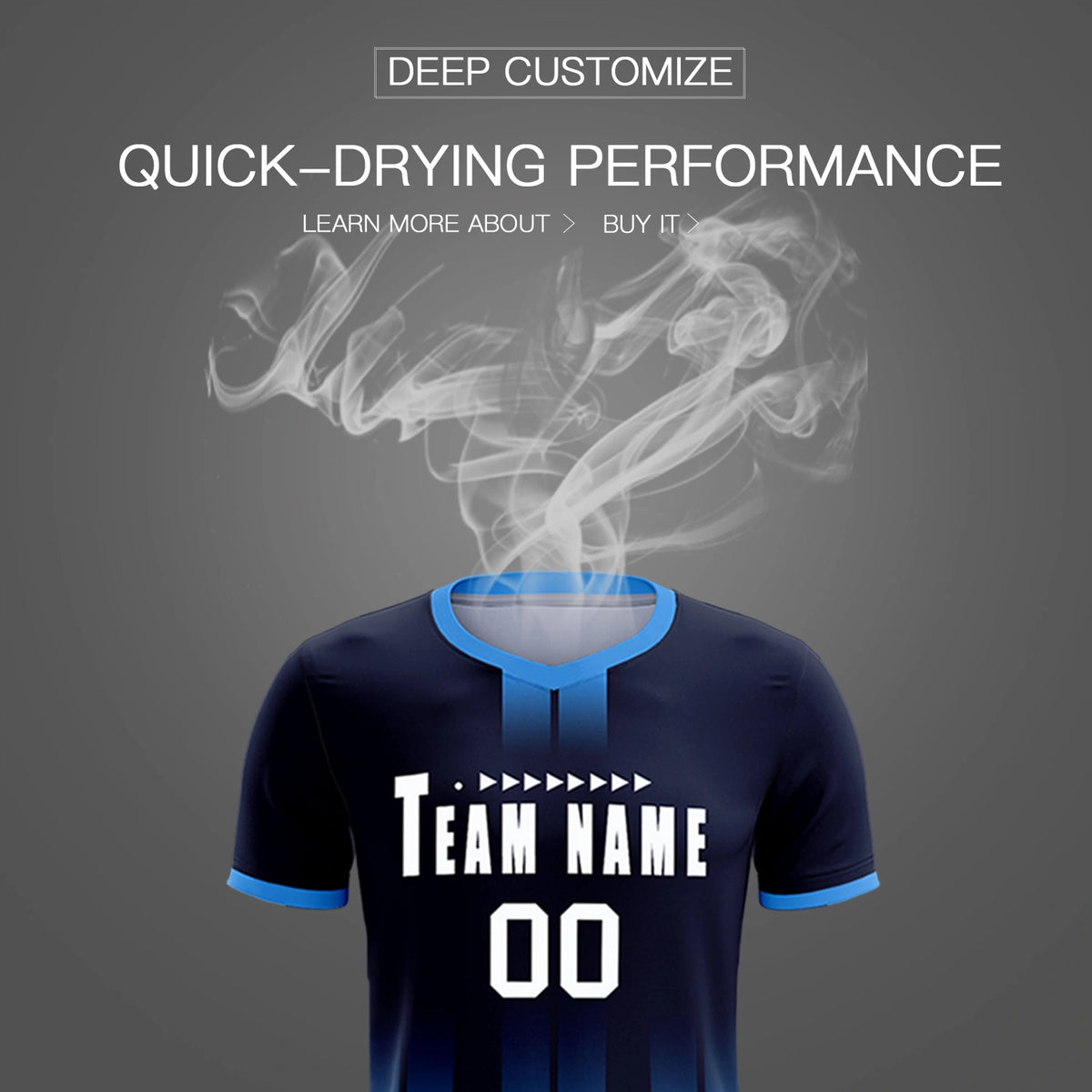 Custom Navy Powder Blue Vertical Training Uniform Soccer Sets Jersey