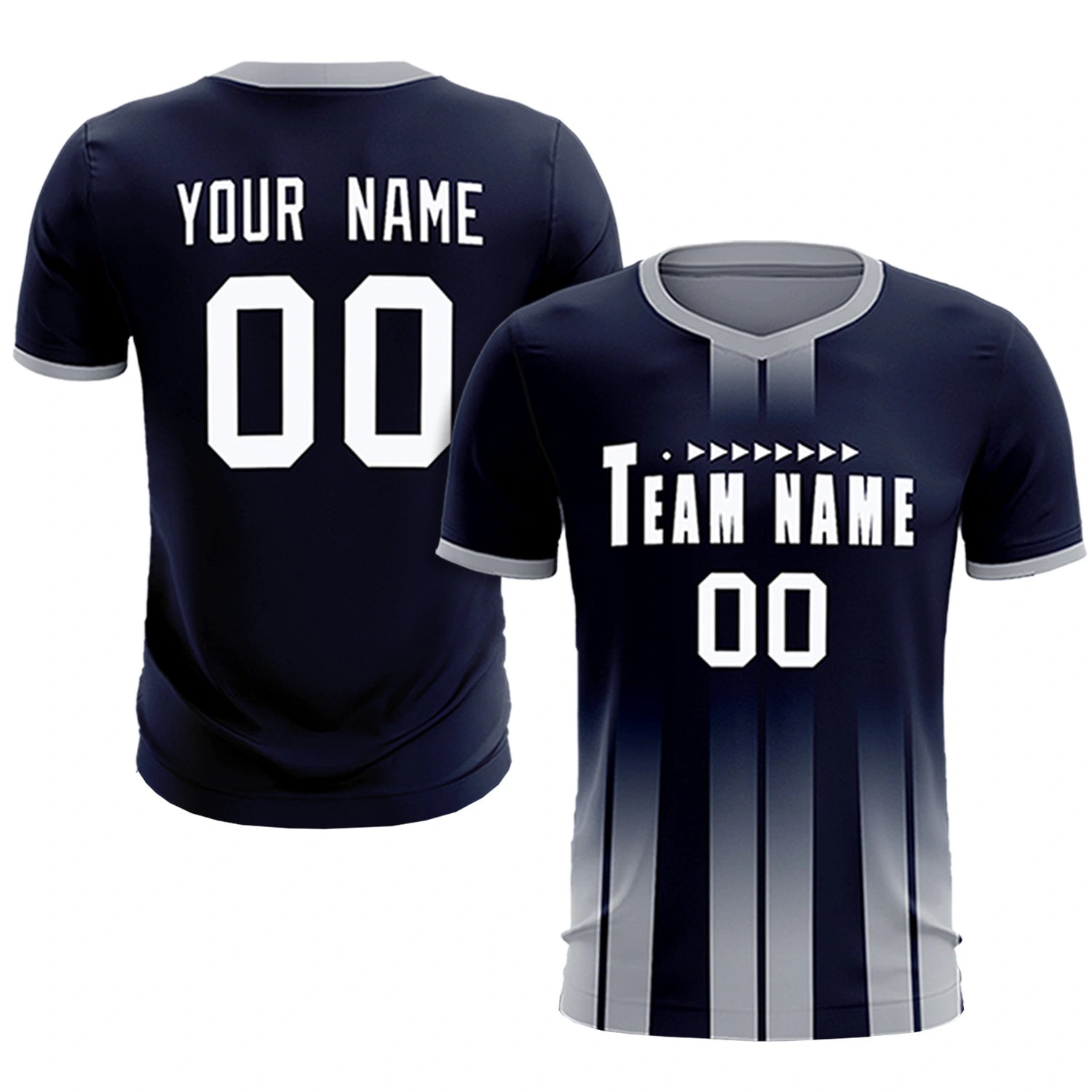 Custom Navy Gray Vertical Training Uniform Soccer Sets Jersey