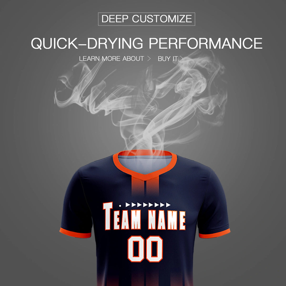 Custom Navy Orange Vertical Training Uniform Soccer Sets Jersey