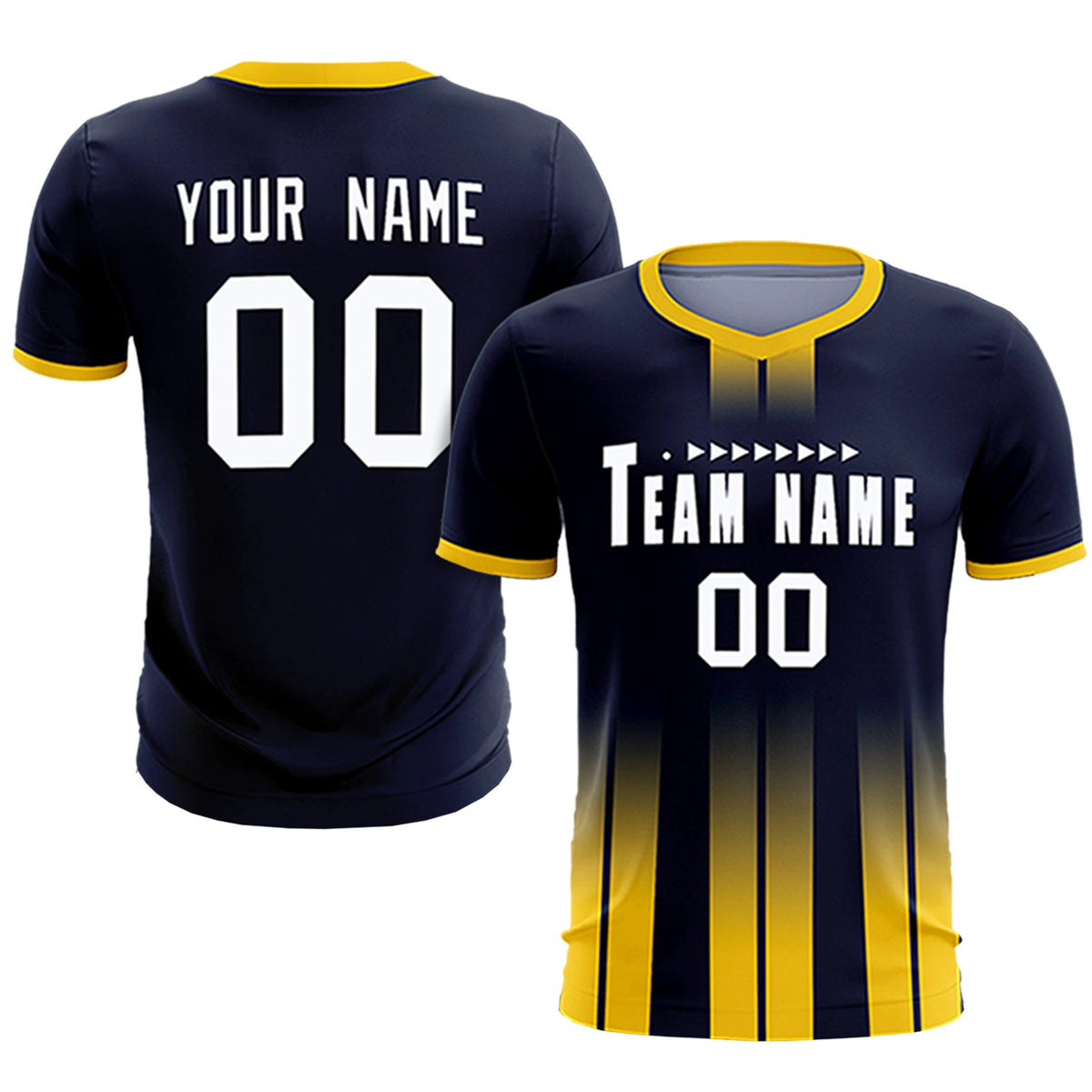 Custom Navy Gold01 Vertical Training Uniform Soccer Sets Jersey