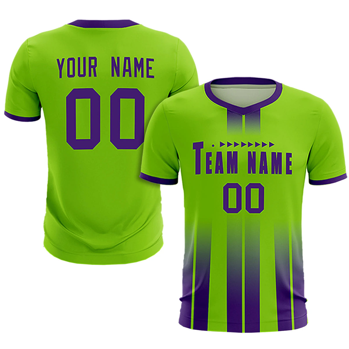 Custom Neon Green Purple Vertical Training Uniform Soccer Sets Jersey