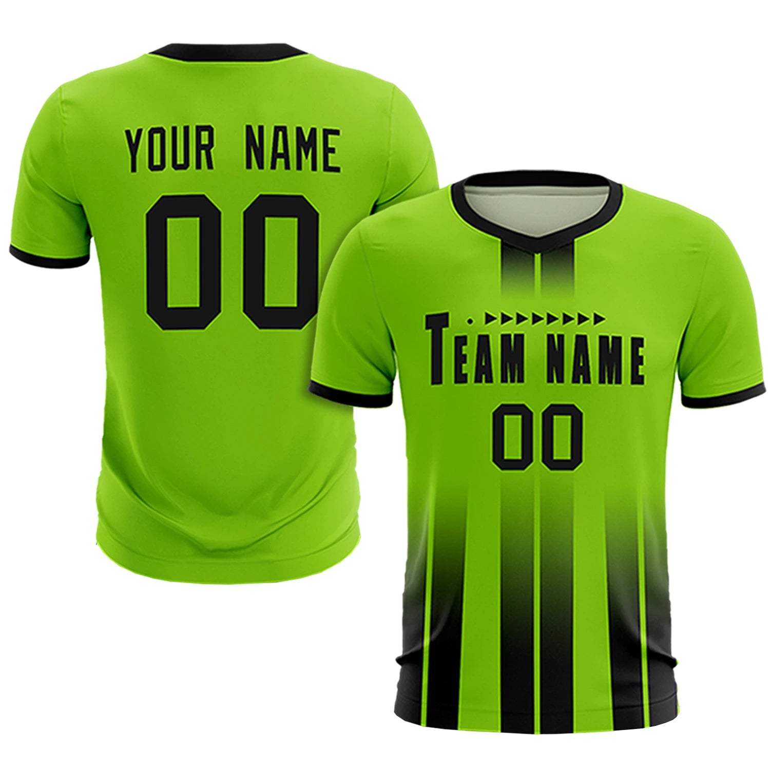 Custom Neon Green Black Vertical Training Uniform Soccer Sets Jersey