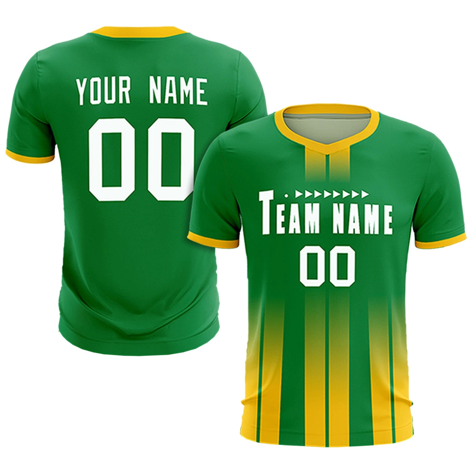 Custom Kelly Green Gold01 Vertical Training Uniform Soccer Sets Jersey
